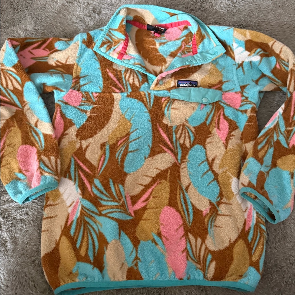 Patagonia Synchilla Fleece in Pink, Blue, and Brown